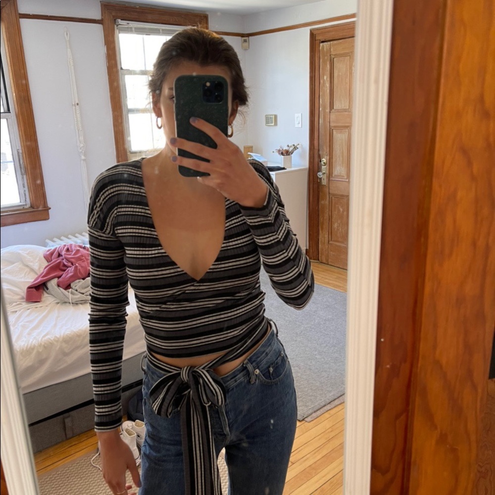 Striped Free People tie crop top
